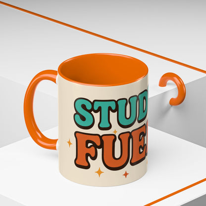 Study Fuel Color Accent Mug (11oz/15oz) – Retro Teacher/Student Coffee Cup • Back to School • Durable Ceramic