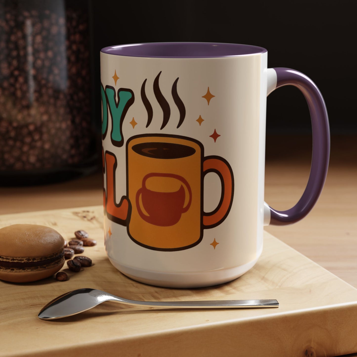 Study Fuel Color Accent Mug (11oz/15oz) – Retro Teacher/Student Coffee Cup • Back to School • Durable Ceramic