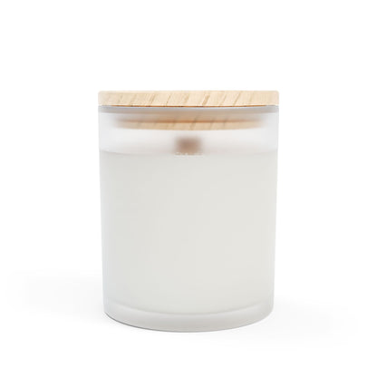 11oz Frosted Glass Natural Soy Wax Candle with Wooden Wick – Available in 9 Scents
