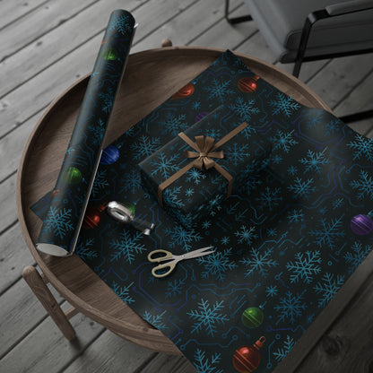 Cyber Yule Circuit – Luxury Christmas Wrapping Paper, Seamless Designer Gift Wrap, 30" Roll (Matte/Gloss)