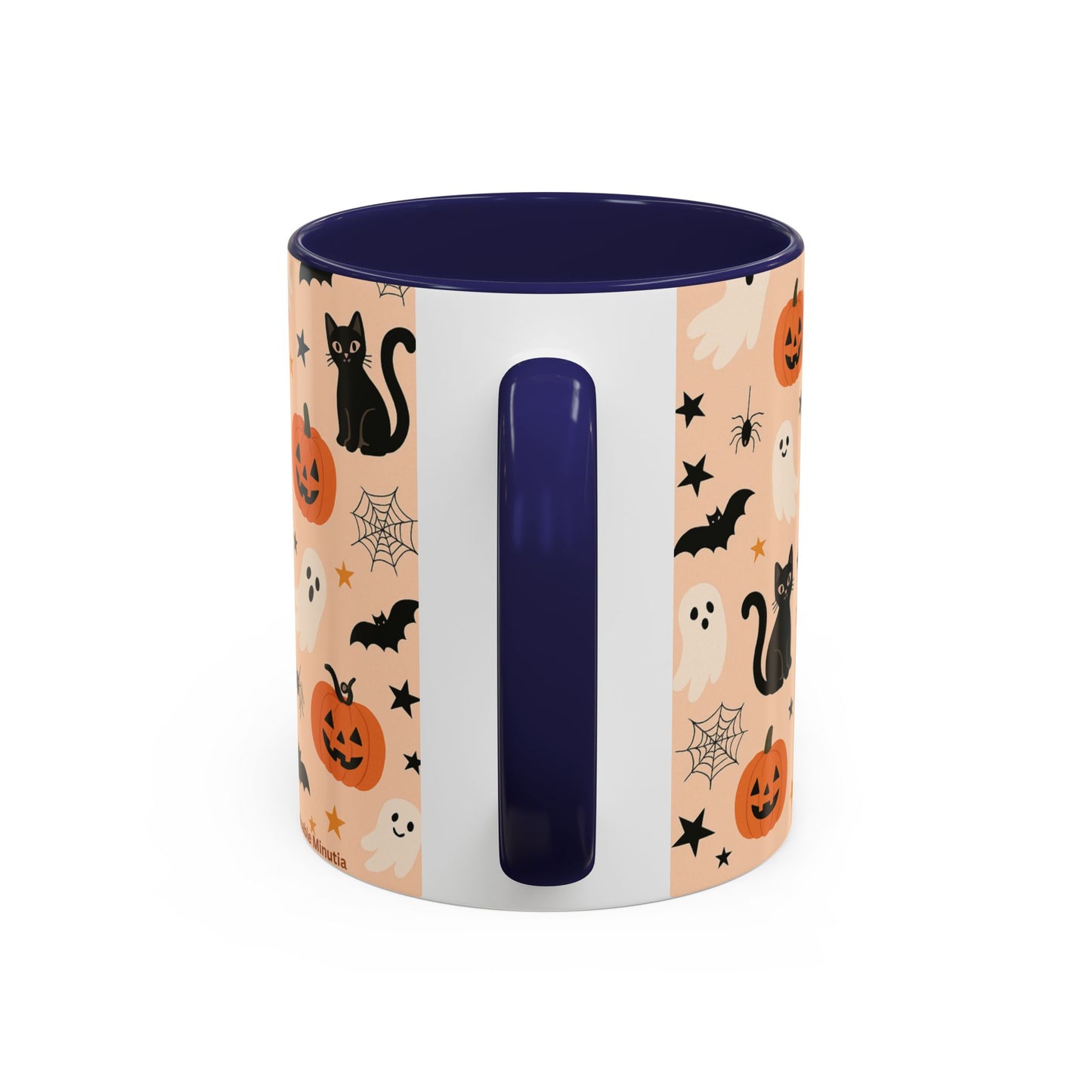 Halloween Color Accent Mug – Ghosts, Pumpkins & Black Cats, Fall Coffee Cup (11oz & 15oz) – Boutique Spooky Season Drinkware