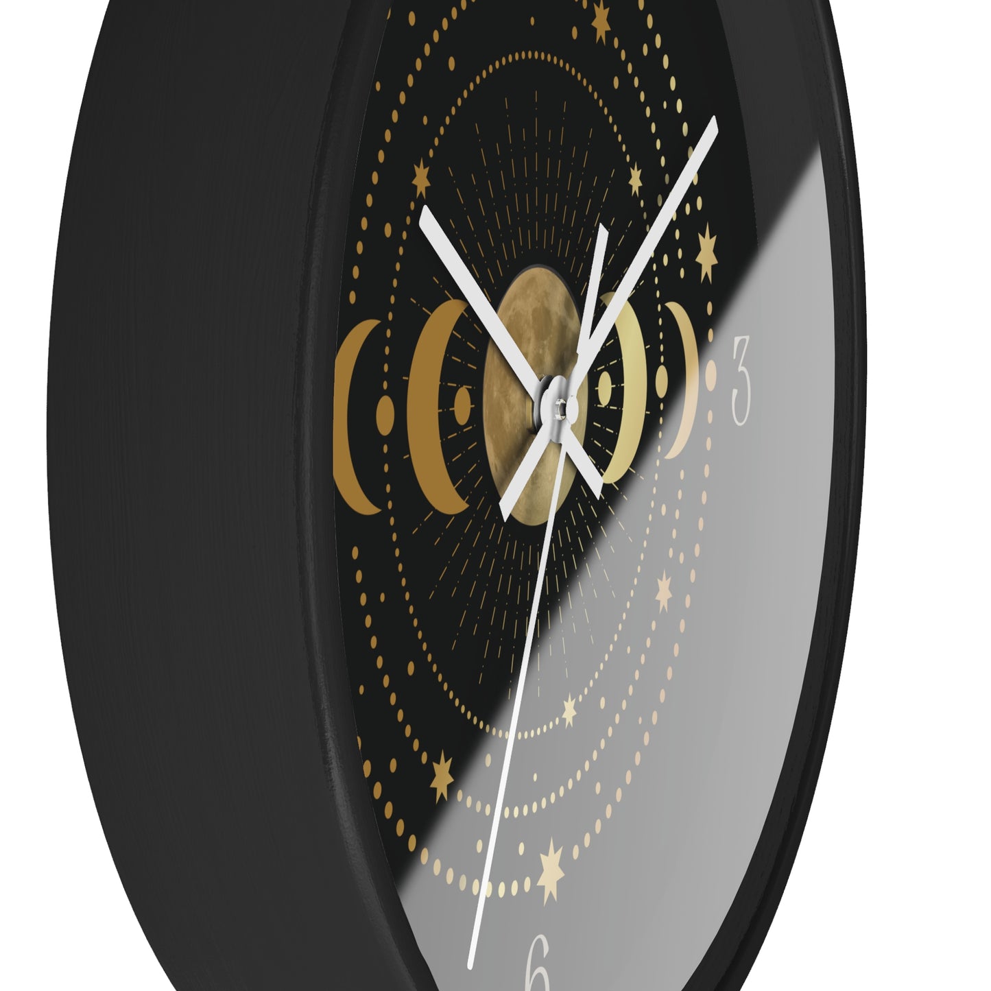 Moon Phase Wall Clock – Gold Celestial Lunar 10" Decor