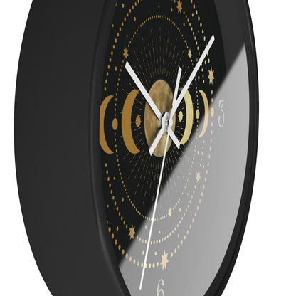 Moon Phase Wall Clock – Gold Celestial Lunar 10" Decor