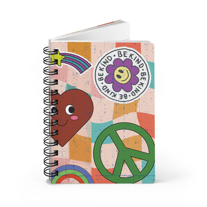 Spiral-Bound Journal Notebook Diary – “Good Vibes” Hardcover Gloss Notebook - Retro Vibes