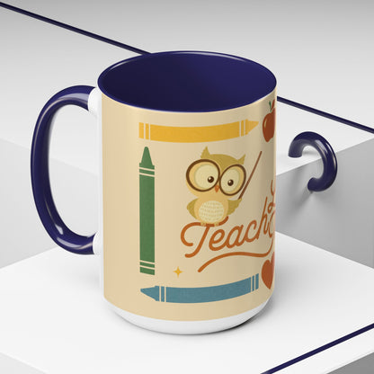 Teach Love Inspire Color Accent Mug (11oz/15oz) – Teacher Gift • Back to School • Durable Ceramic, Dishwasher & Microwave Safe