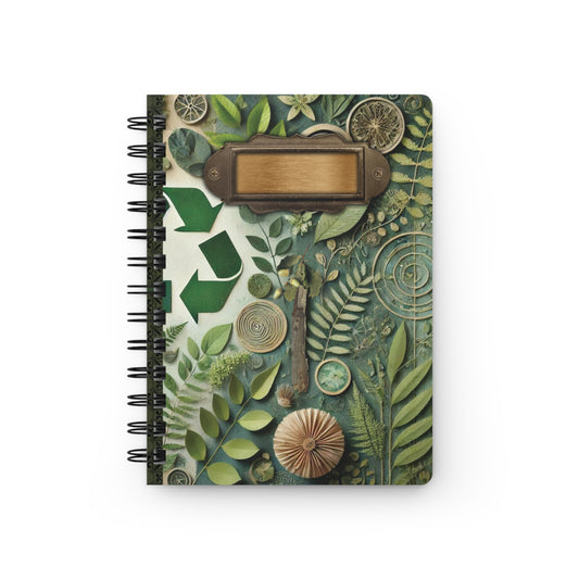 Eco-Friendly Spiral Bound Journal | Recycled Paper Notebook | Nature Design Diary | Sustainable 5x7 Planner | Earth Day Gift - Hard Cover