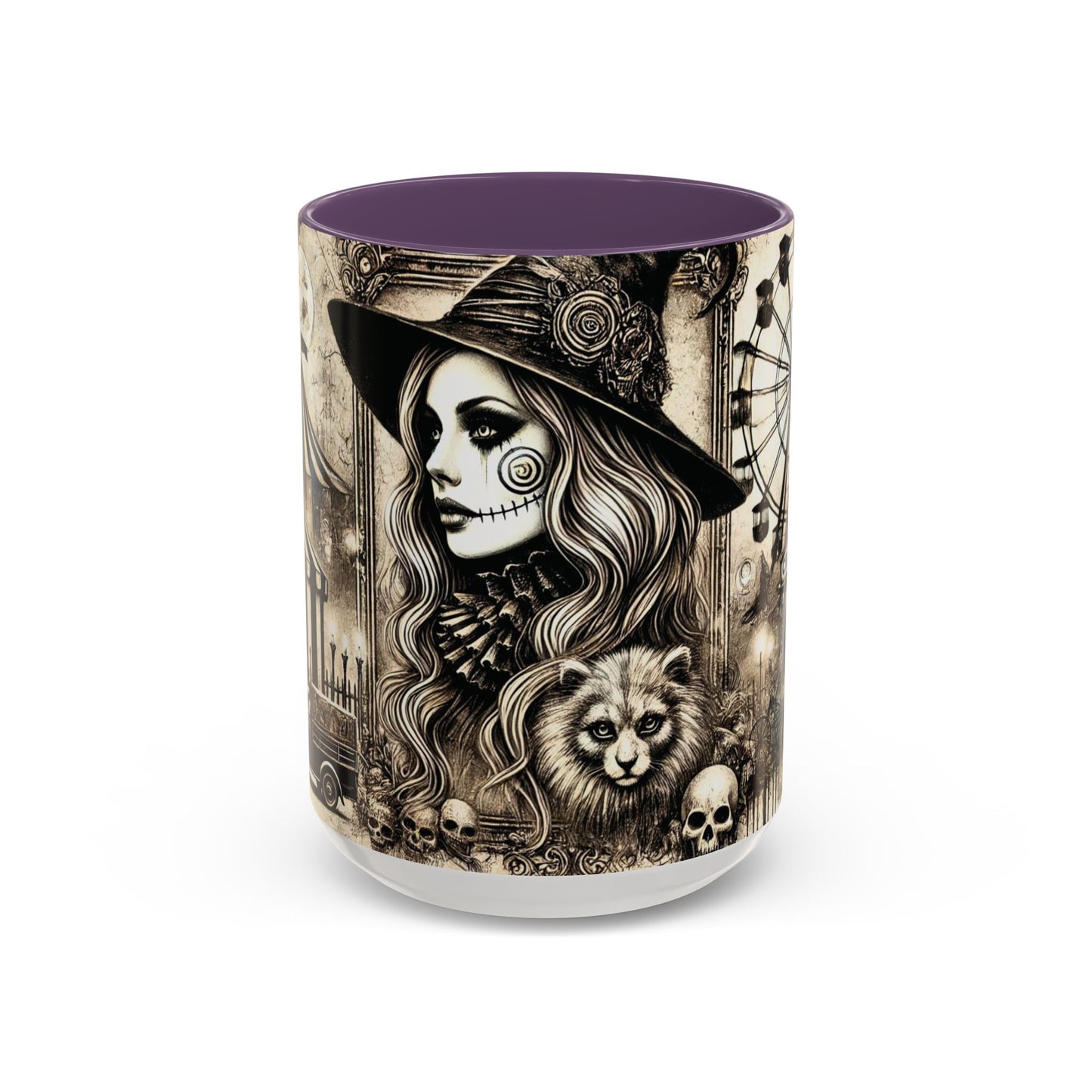 Creepy Circus Witch Mug | Vintage Halloween Accent Coffee Mug (11oz/15oz)