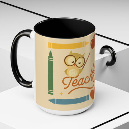 Teach Love Inspire Color Accent Mug (11oz/15oz) – Teacher Gift • Back to School • Durable Ceramic, Dishwasher & Microwave Safe
