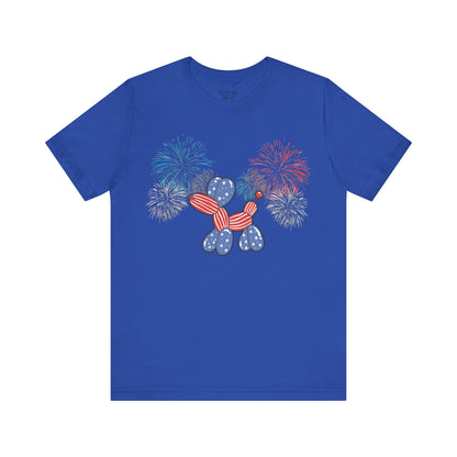 Patriotic Balloon Animal Tee, Fourth of July Shirt, Independence Day Apparel, Fireworks Unisex T-shirt, Bella + Canvas