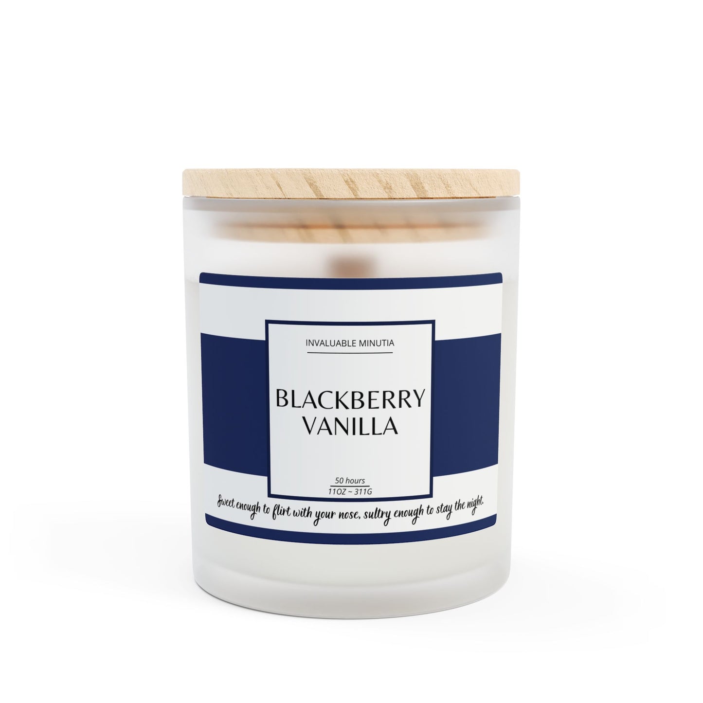 11oz Frosted Glass Natural Soy Wax Candle with Wooden Wick – Available in 9 Scents