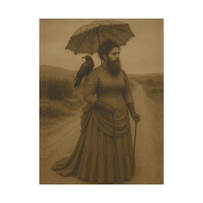 Bearded Lady with Crow – Matte Canvas Print (Gallery-Wrapped) 0.75"