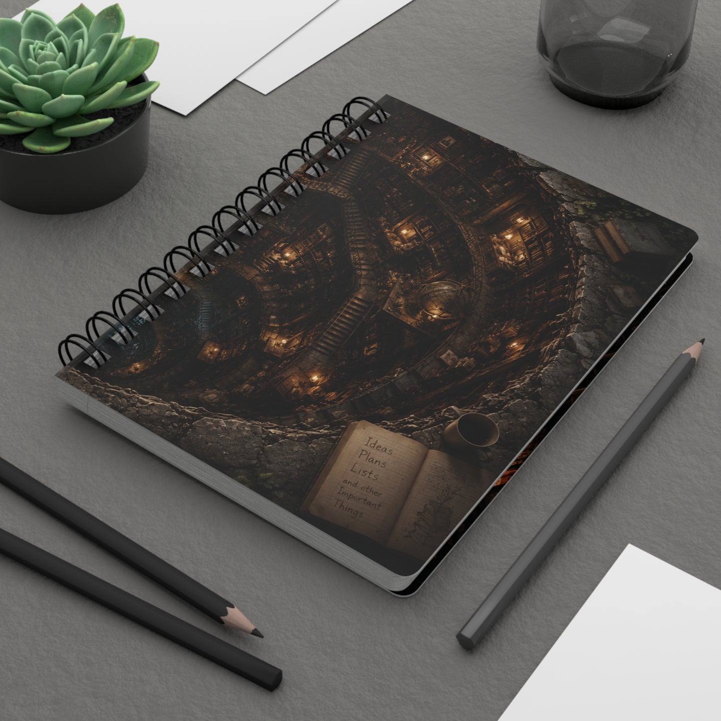 The Library Below Spiral Journal – Dark Academia Fantasy Notebook