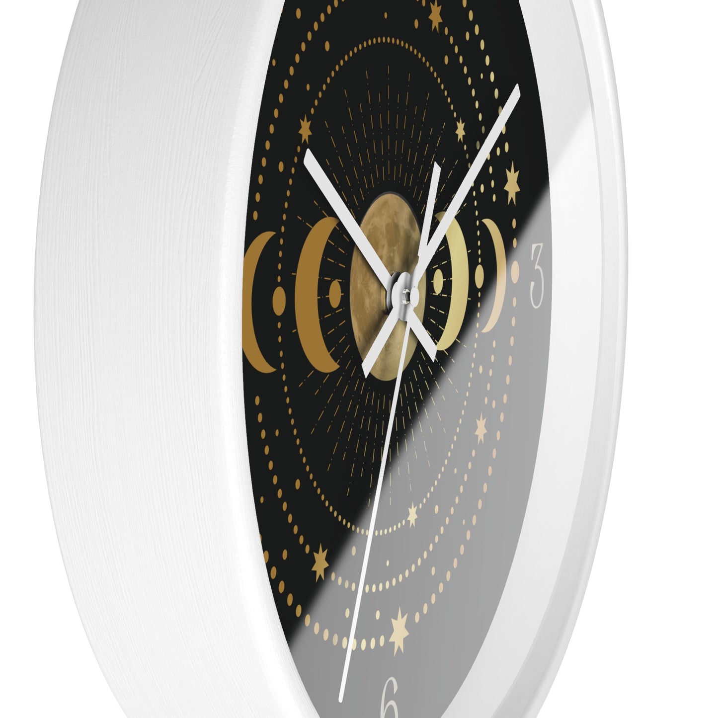 Moon Phase Wall Clock – Gold Celestial Lunar 10" Decor