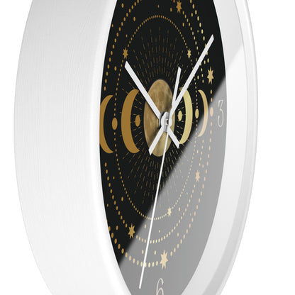 Moon Phase Wall Clock – Gold Celestial Lunar 10" Decor