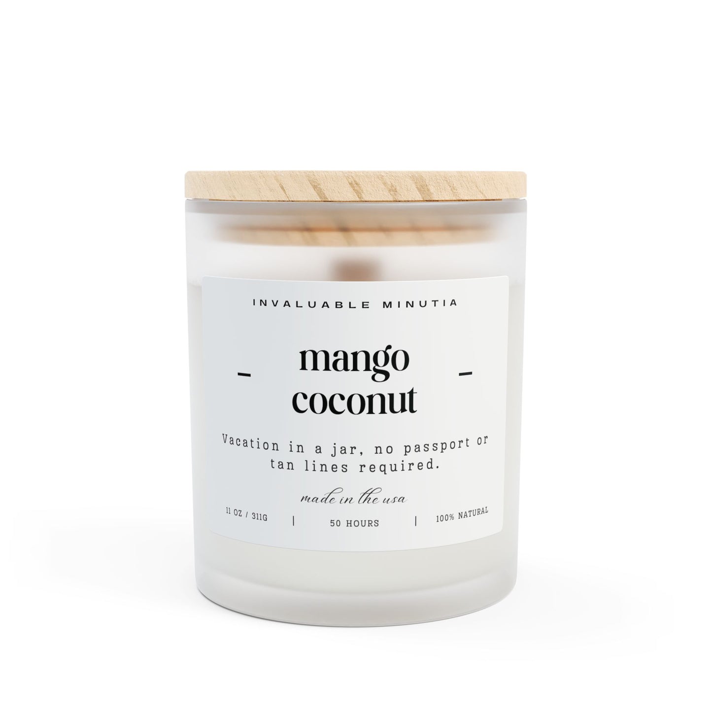 11oz Frosted Glass Natural Soy Wax Candle with Wooden Wick – Available in 9 Scents