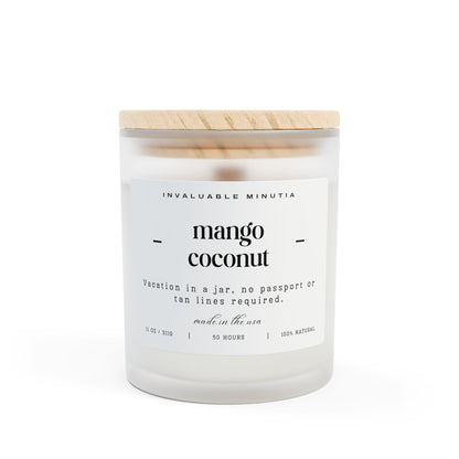 11oz Frosted Glass Natural Soy Wax Candle with Wooden Wick – Available in 9 Scents
