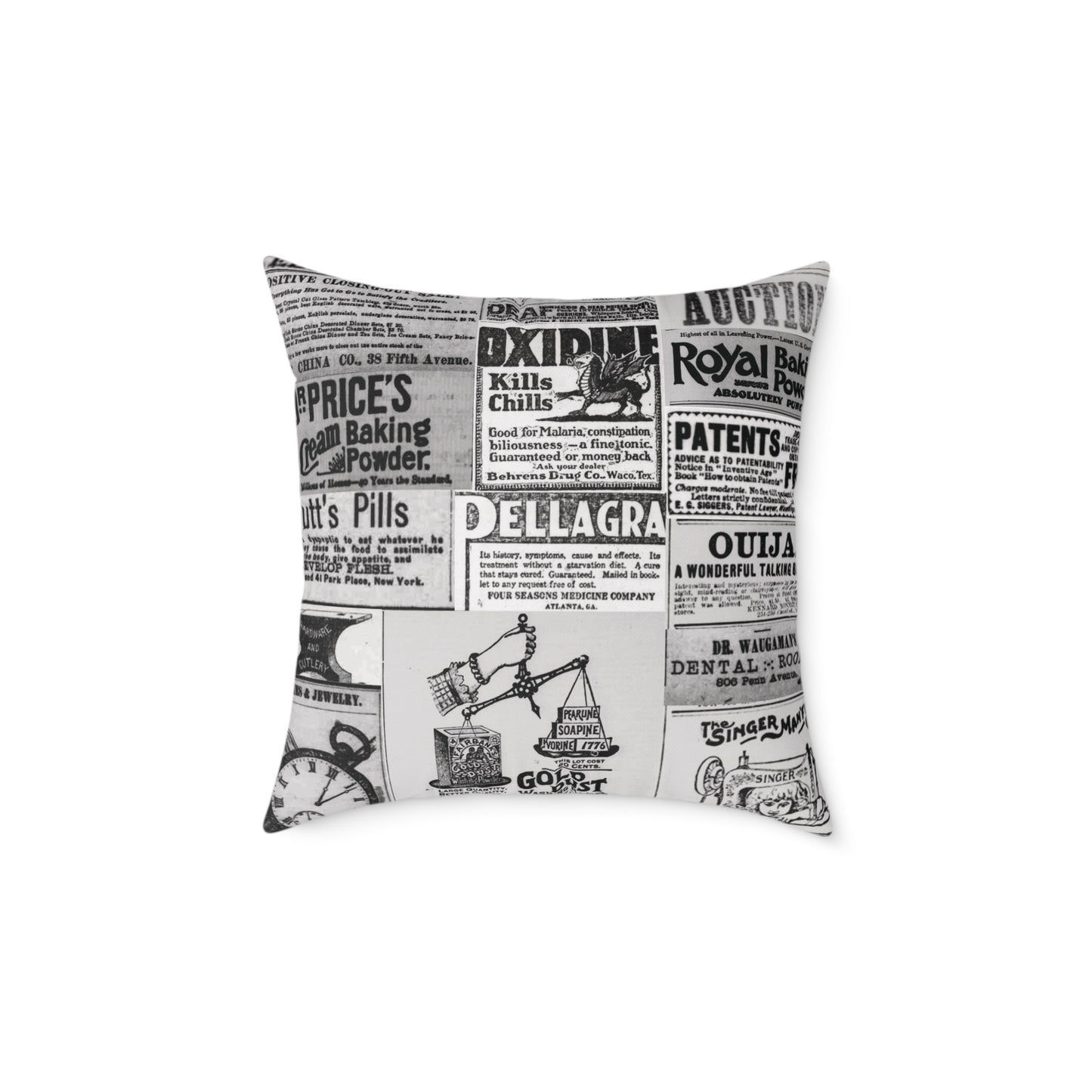 Occult Americana – Vintage Ads Collage Art - CanvasThrow Pillow