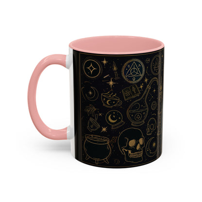 Witchy Aesthetic Coffee Mug – 15oz Black & Purple Ceramic with Occult Symbols – Goth Kitchen Decor, Halloween Gift Idea - 11oz/15oz