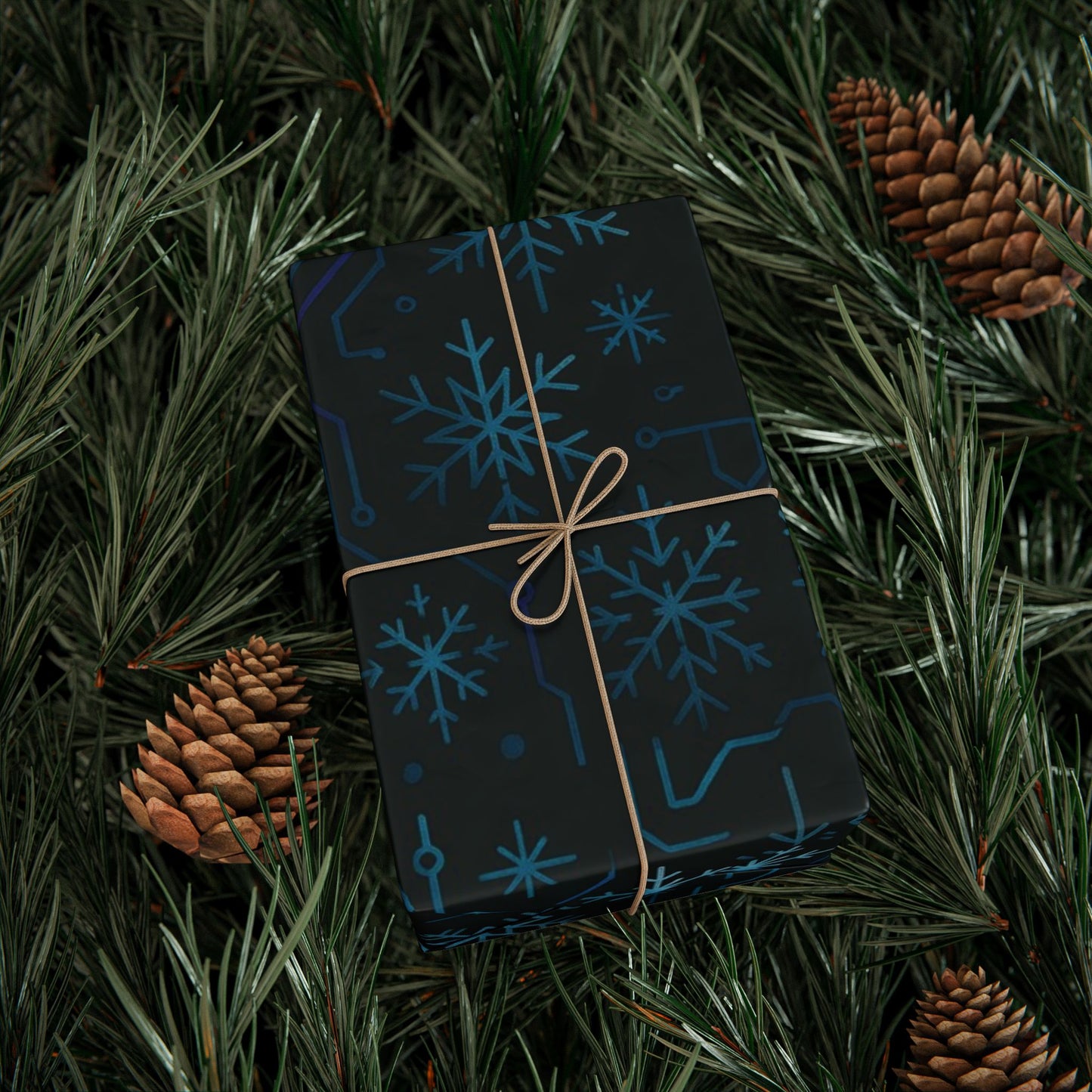 Cyber Yule Circuit – Luxury Christmas Wrapping Paper, Seamless Designer Gift Wrap, 30" Roll (Matte/Gloss)