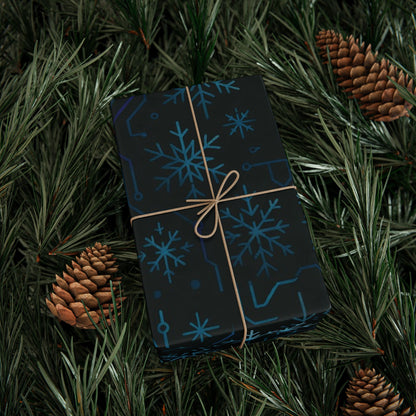 Cyber Yule Circuit – Luxury Christmas Wrapping Paper, Seamless Designer Gift Wrap, 30" Roll (Matte/Gloss)