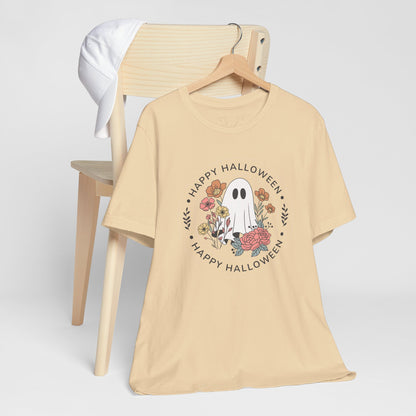 Happy Halloween Floral Ghost Tee – Bella+Canvas 3001