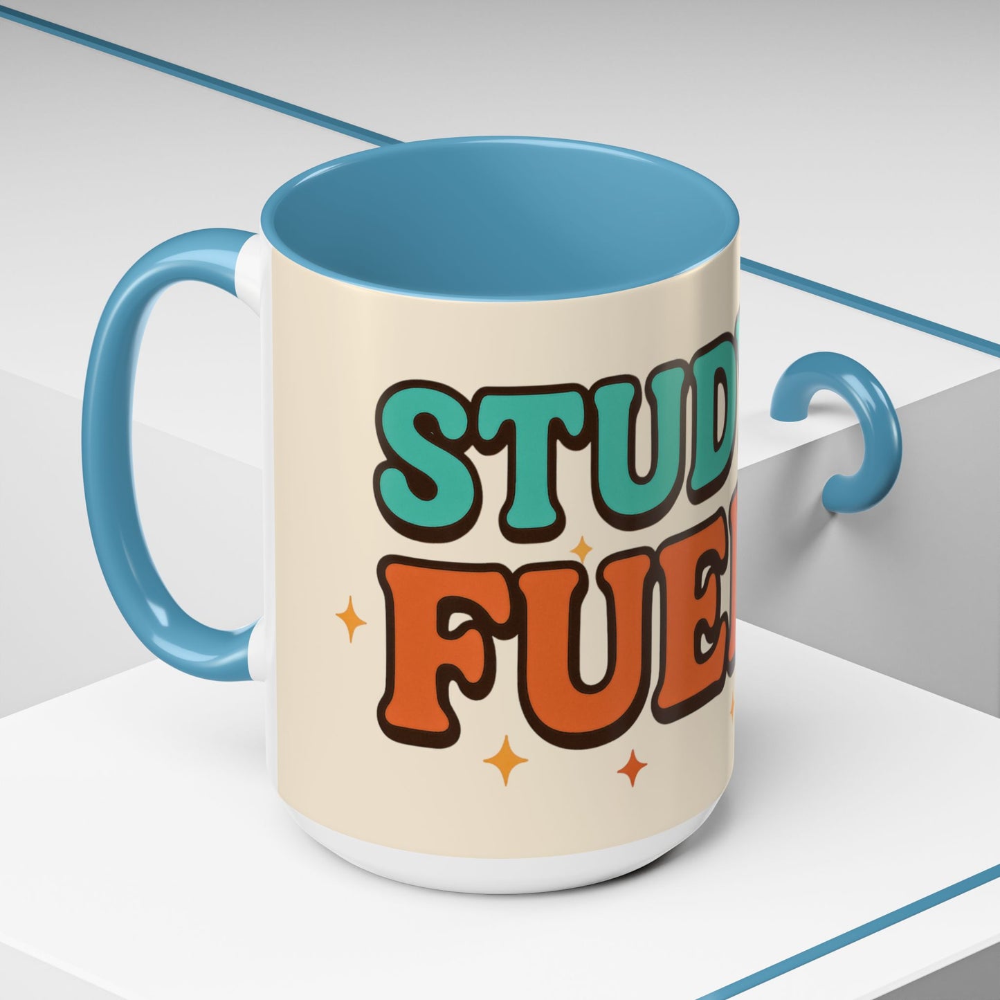 Study Fuel Color Accent Mug (11oz/15oz) – Retro Teacher/Student Coffee Cup • Back to School • Durable Ceramic