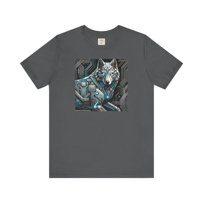 Tech Cyber Wolf Unisex Jersey Tee - Futuristic Animal Print Animal T-Shirt
