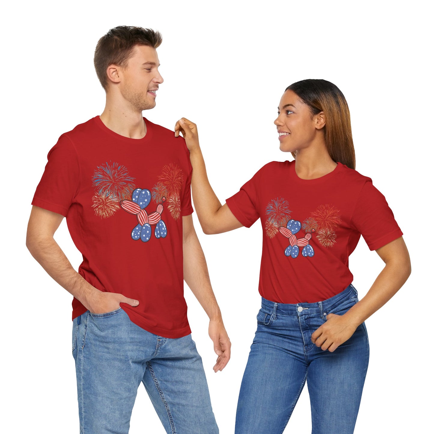 Patriotic Balloon Animal Tee, Fourth of July Shirt, Independence Day Apparel, Fireworks Unisex T-shirt, Bella + Canvas