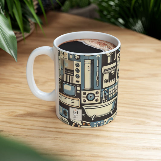 🎨 Minimalist Abstract Retro Revival Custom Coffee Mug – High Quality Gloss Finish – 11oz & 15oz