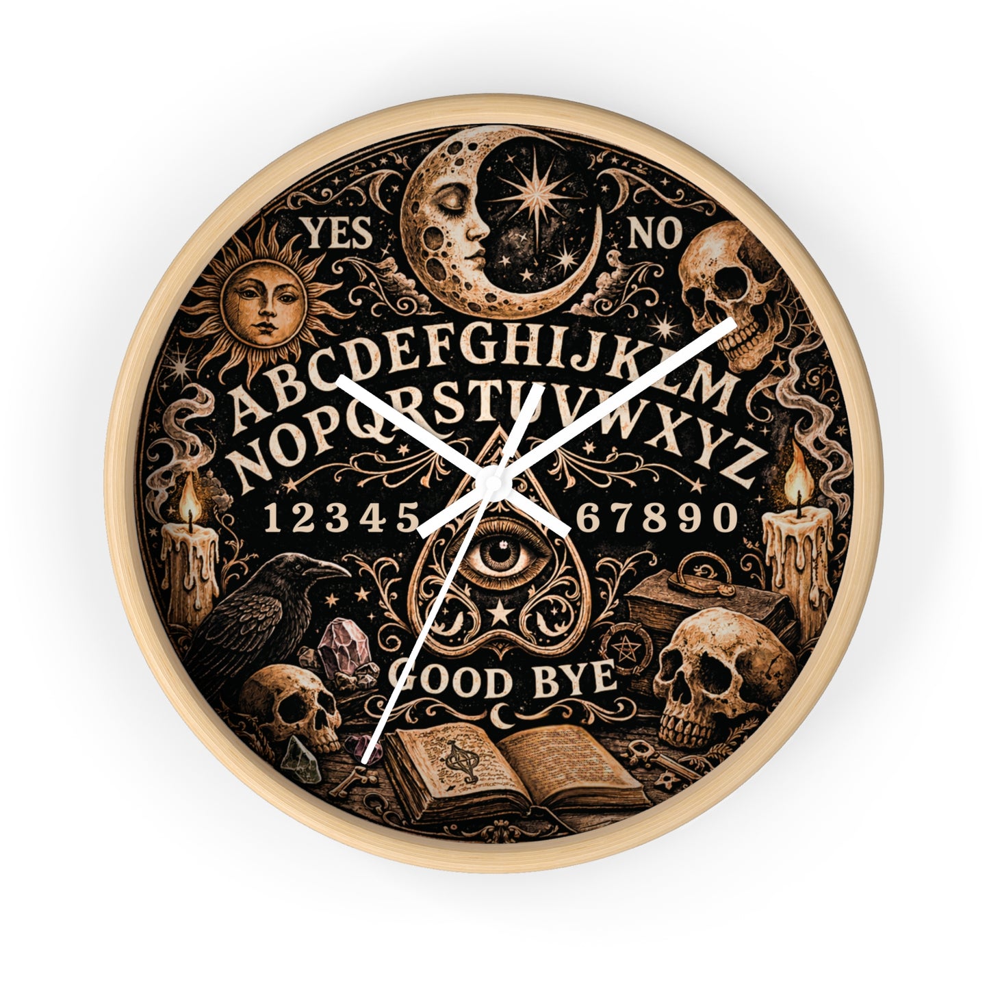 Ouija Board Wall Clock – Gothic Occult Spirit Board 10" Decor