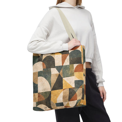 Mid-Century Geometric Canvas Tote Bag