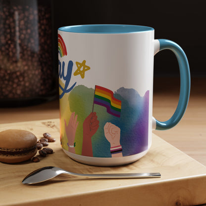 Bold Pride Accent Mug | Fun LGBTQ+ Gift | 11oz & 15oz Options
