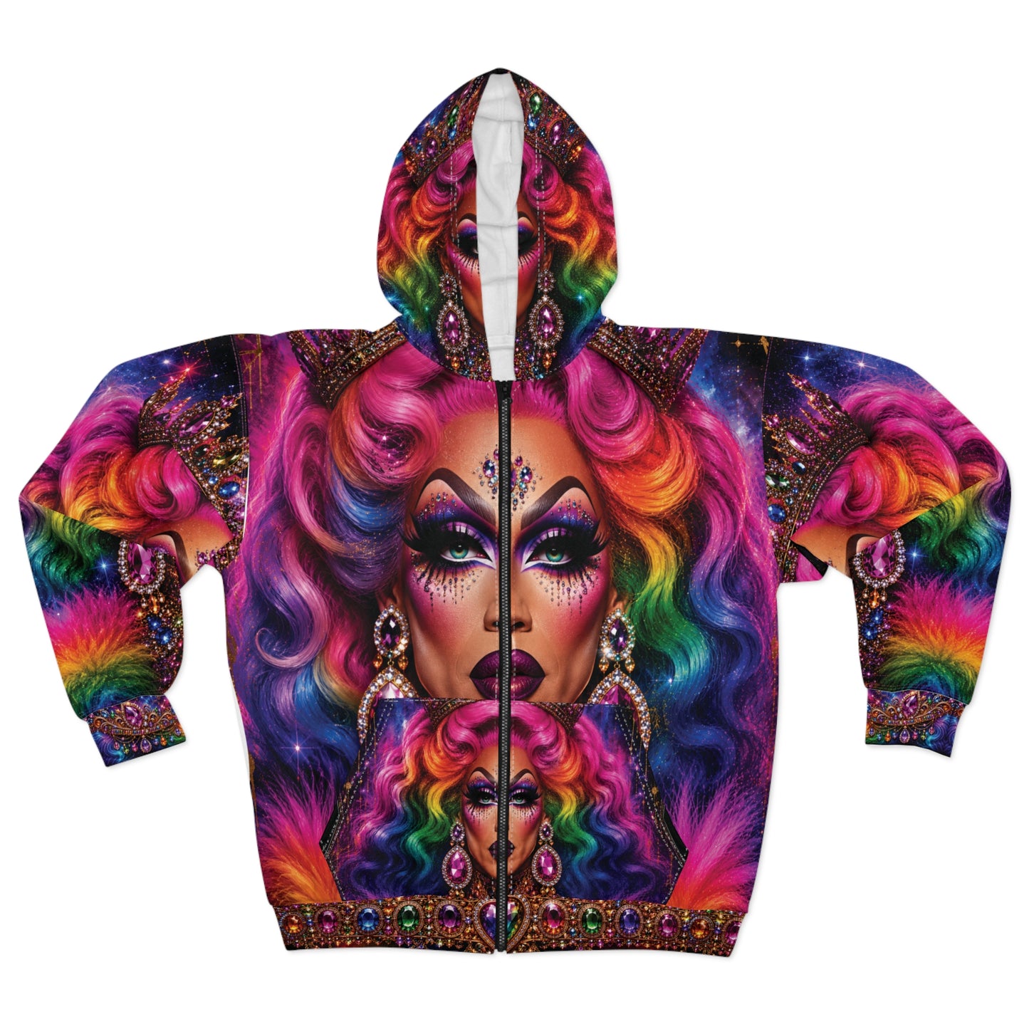 Drag Queen Pride LGBTQ All Over Print Design Zip Up Hoodie