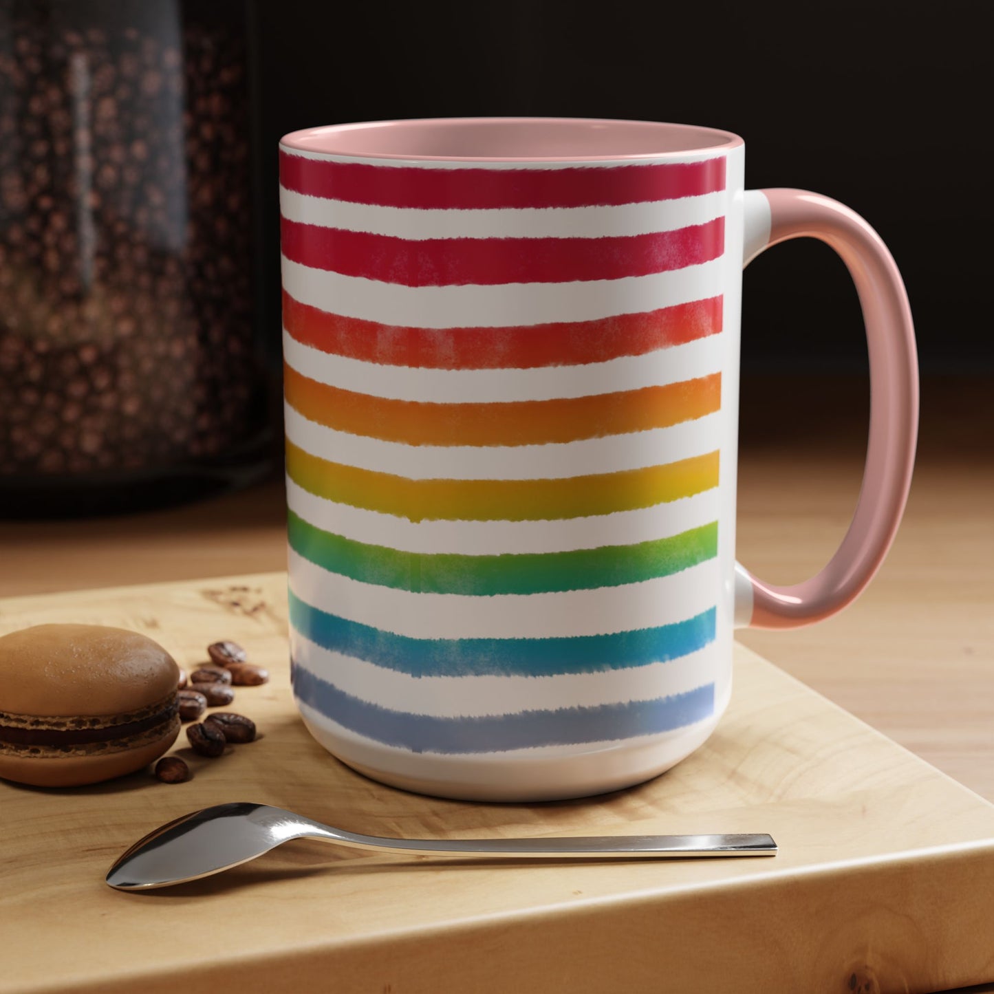 🌈 Bold Rainbow Stripes Pride Mug | 11oz/15oz | Purple Accent