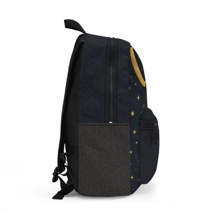 Gold Celestial Constellations Backpack – Premium Starry Night Astronomy Bag with Moon & Saturn Design
