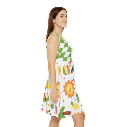 Fruity Summer Festival Skater Dress – Playful Retro Picniccore Skater Dress