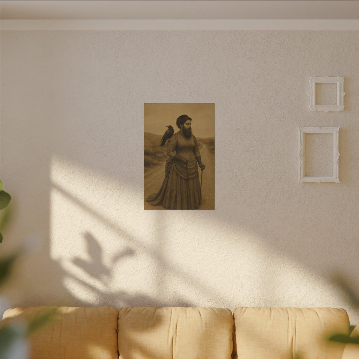 Bearded Lady with Crow – Matte Canvas Print (Gallery-Wrapped) 0.75"