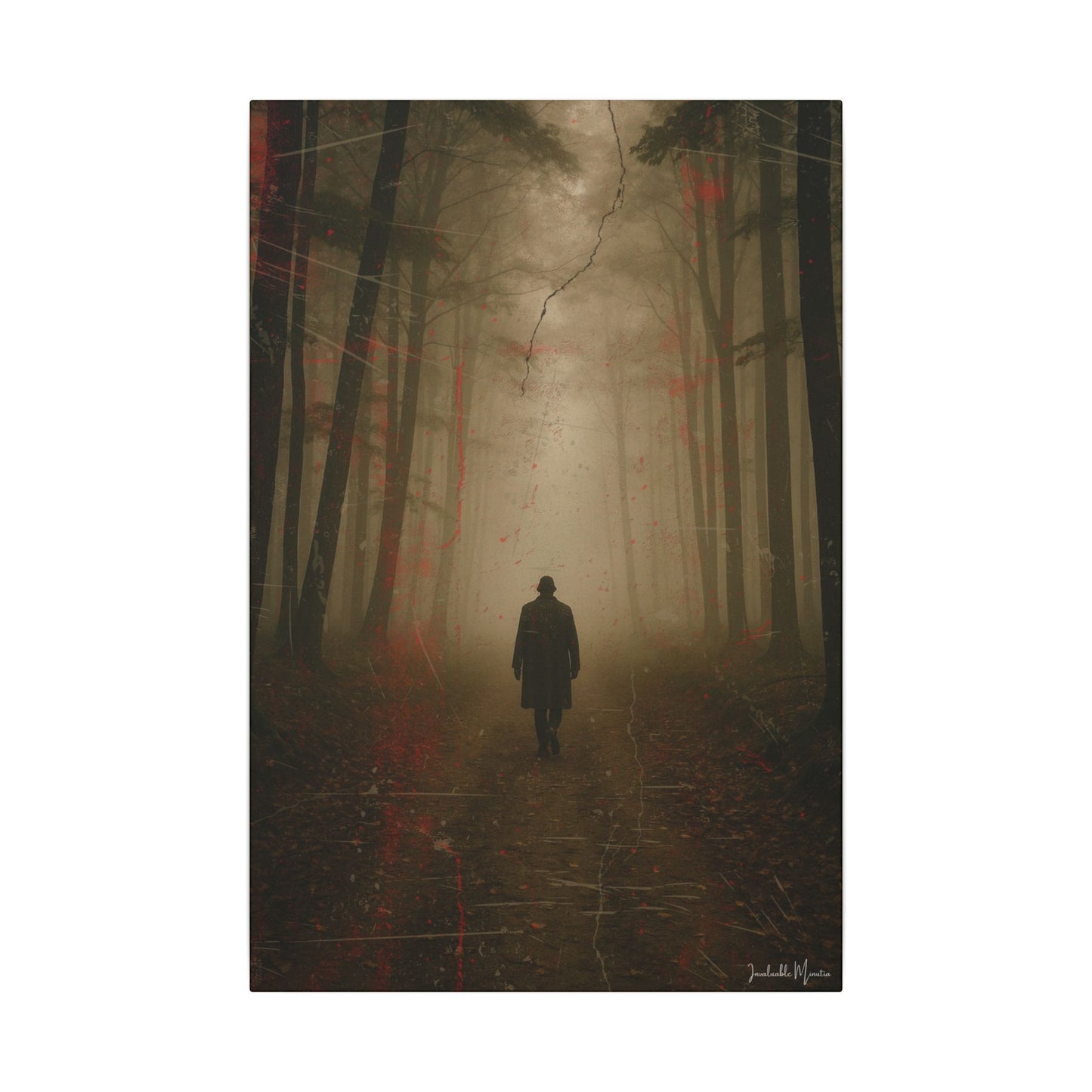 Vertical Foggy Forest Canvas Print – 'The Wanderer' | Moody Wall Art, Atmospheric Decor, Gothic Forestcore Vibes