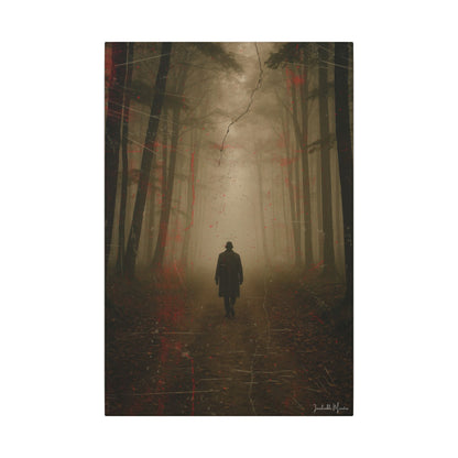 Vertical Foggy Forest Canvas Print – 'The Wanderer' | Moody Wall Art, Atmospheric Decor, Gothic Forestcore Vibes