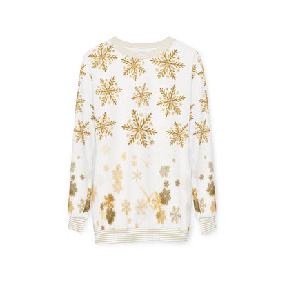 Golden Snowflakes AOP – Premium Holiday Crewneck Sweatshirt | Invaluable Minutia
