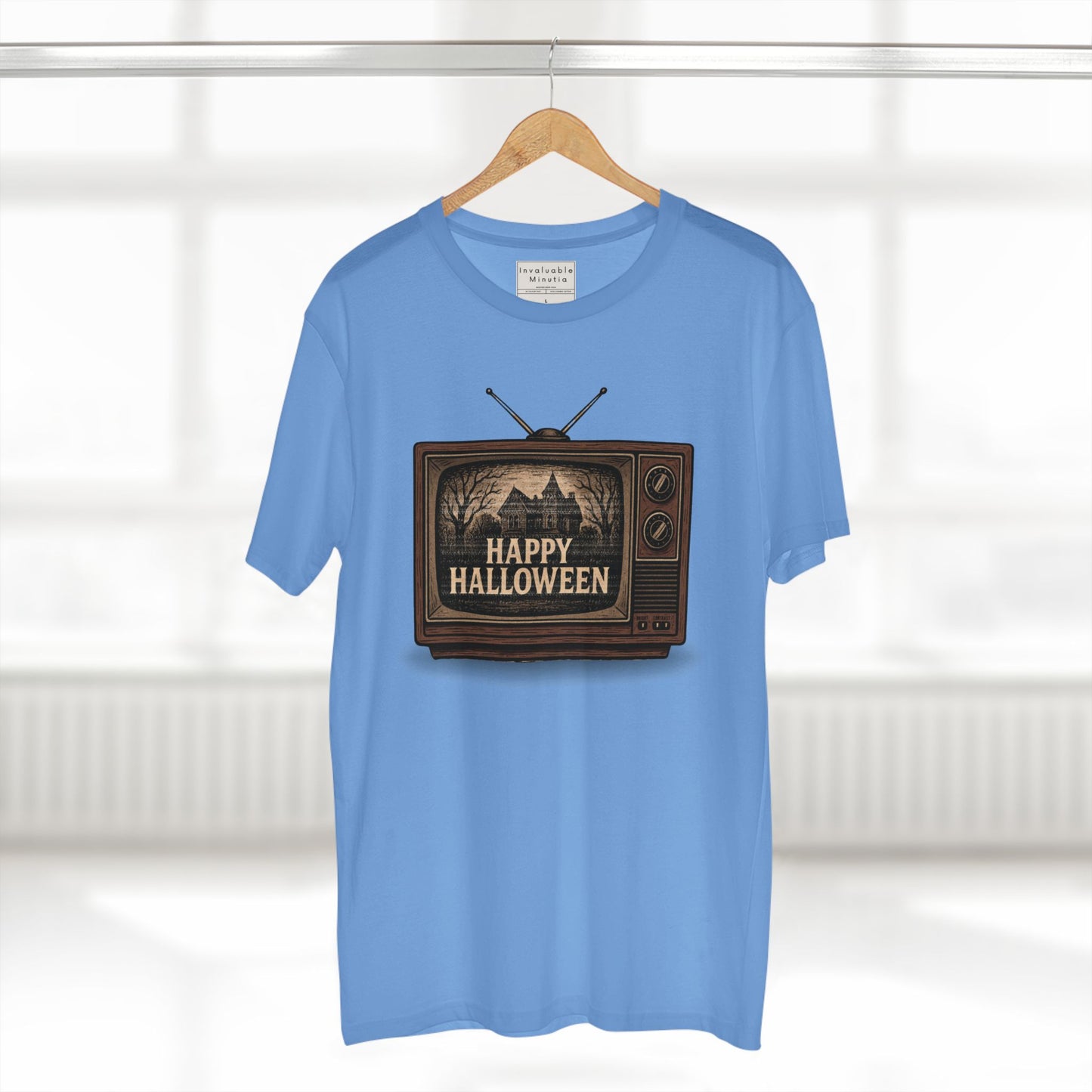 Retro TV Happy Halloween – Vintage Halloween T-Shirt | Illustrated Gothic Horror Tee | Premium AS Colour Unisex
