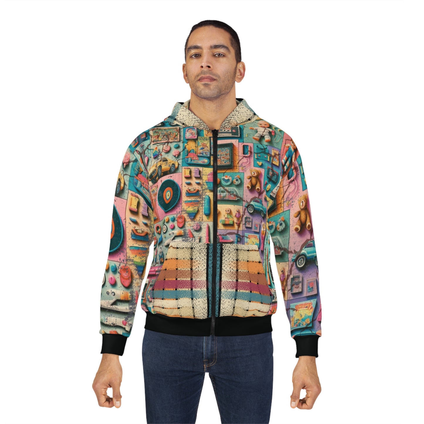 Unisex AOP Hoodie – Retro Toys | Custom Zip Hoodie | Nostalgic Streetwear