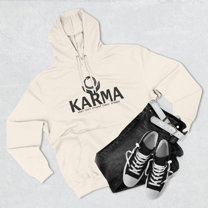 Karma Hoodie — “What Goes Around Comes Around” Minimalist Spiritual Quote Hoodie (Lane Seven Premium Fleece)