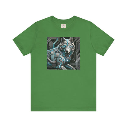 Tech Cyber Wolf Unisex Jersey Tee - Futuristic Animal Print Animal T-Shirt