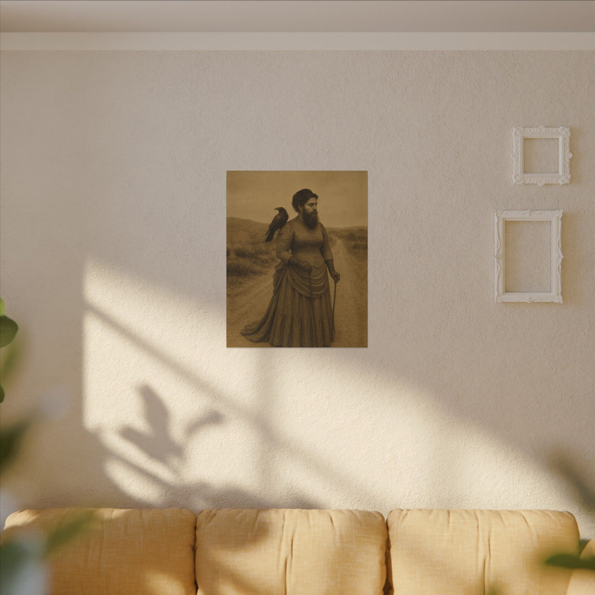 Bearded Lady with Crow – Matte Canvas Print (Gallery-Wrapped) 0.75"