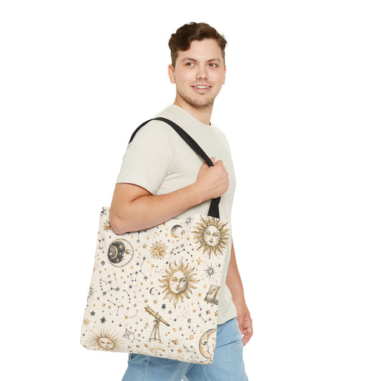 Celestial Sun & Moon Canvas Tote Bag