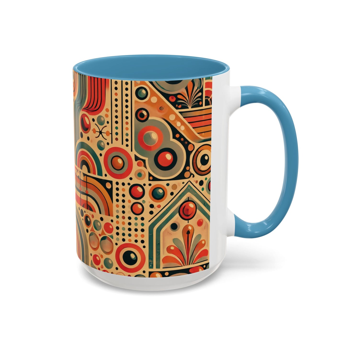 🌿 Retro Boho Accent Coffee Mug | 11oz & 15oz Ceramic Cup | Custom Colors Available