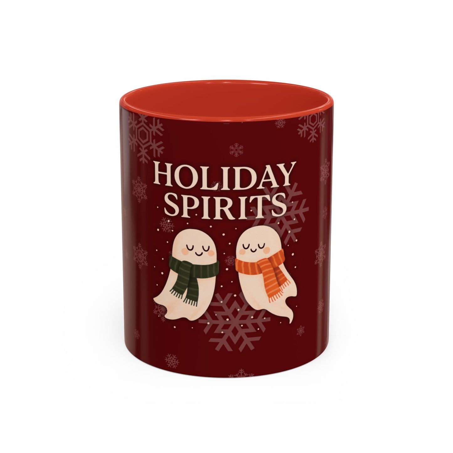 Holiday Spirits Ghost Mug – Cute Christmas Coffee Cup (11oz & 15oz, High-Gloss Accent Colors)
