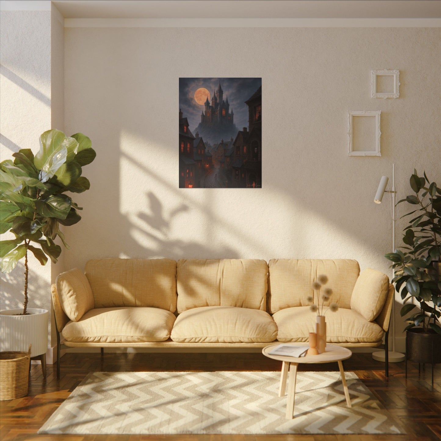 Haunted Hilltop Castle Canvas Print – Gothic Halloween Wall Art for Spooky Season Decor