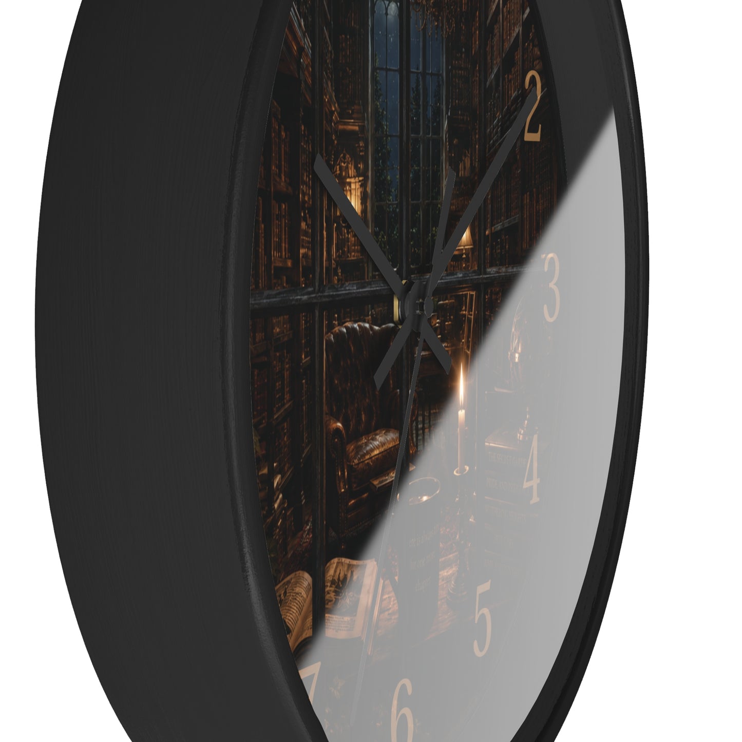 Dark Academia Library Wall Clock